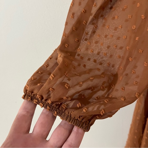 LYANER Women' Swiss Dots Square Neck Ruffle Hem Short Sleeve Elegant Mini Dress - Picture 9 of 13